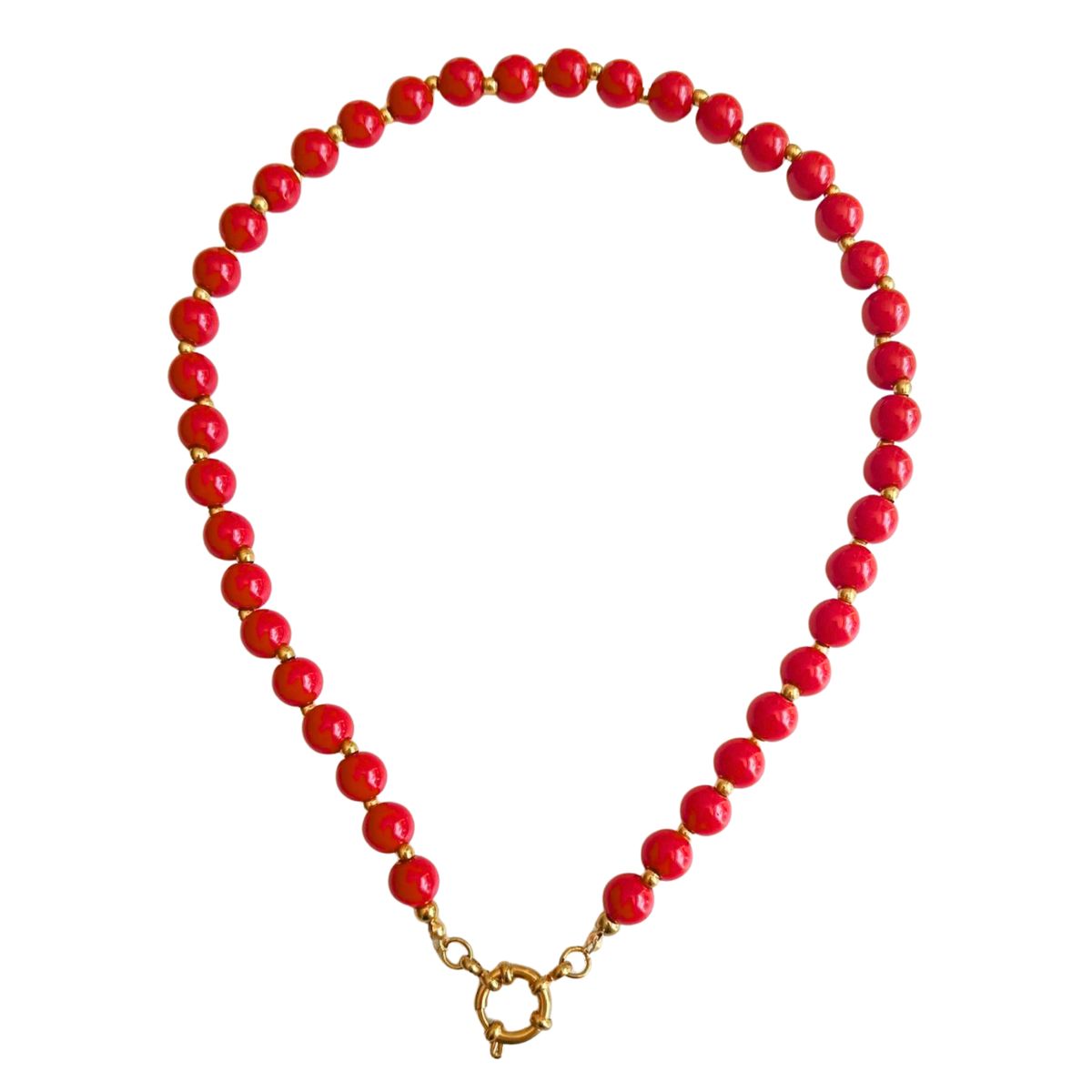 ELBAULDEJUMA - Gargantilla choker jade rojo natural chapado en oro 18k Terranova