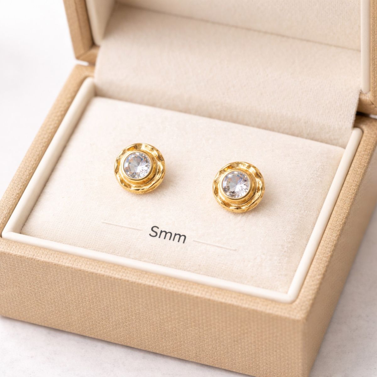 JIREH JOYAS - Aros Abridores Chatón Circón 5mm N2 Oro 14K A Presión Bebé Niña Primeros Aros