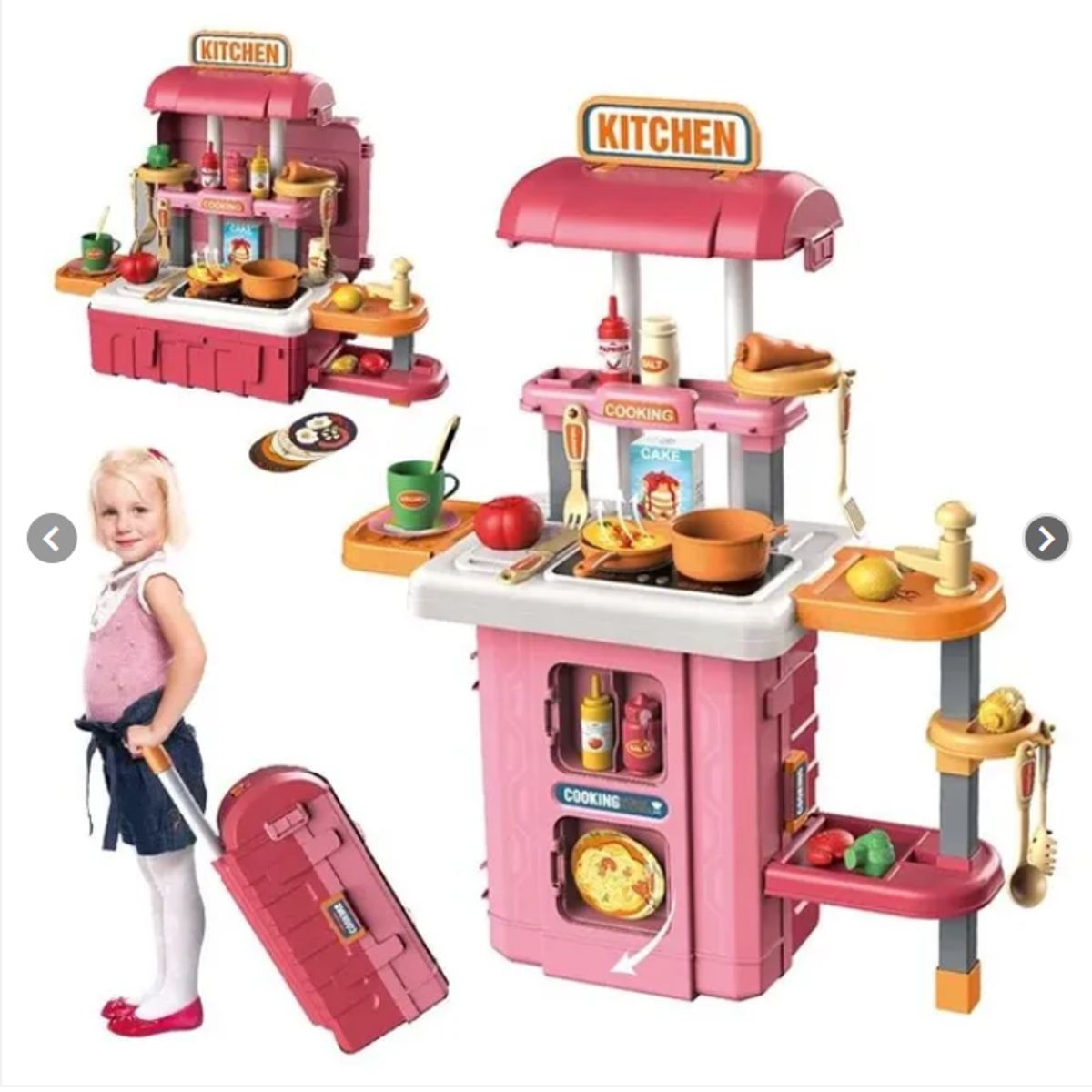 GENERICO - Juguete Maleta 3 En 1 Cocina Rosada Sale Agua