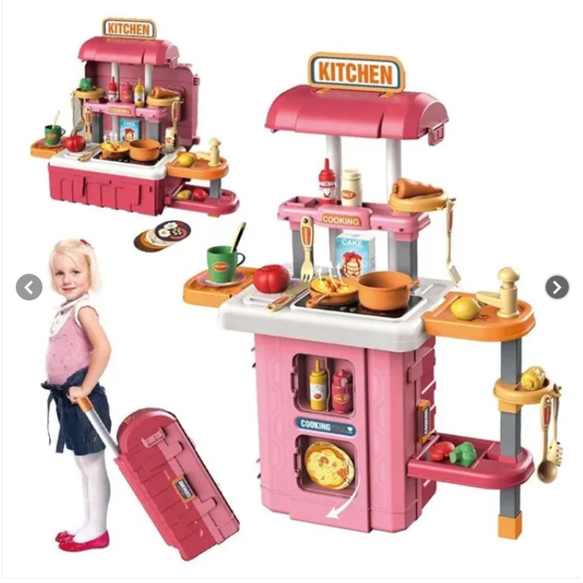 GENERICO - Juguete Maleta 3 En 1 Cocina Rosada Sale Agua