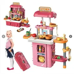 GENERICO - Juguete Maleta 3 En 1 Cocina Rosada Sale Agua