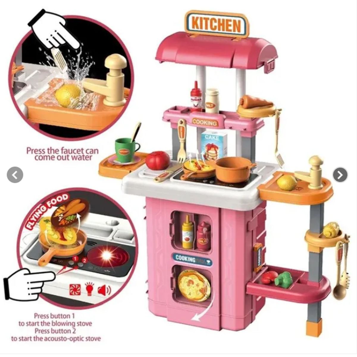 GENERICO - Juguete Maleta 3 En 1 Cocina Rosada Sale Agua