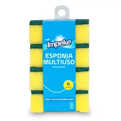 IMPEKE - PACK X 4 ESPONJA MULTIUSO LISA 4 UNIDADES-
