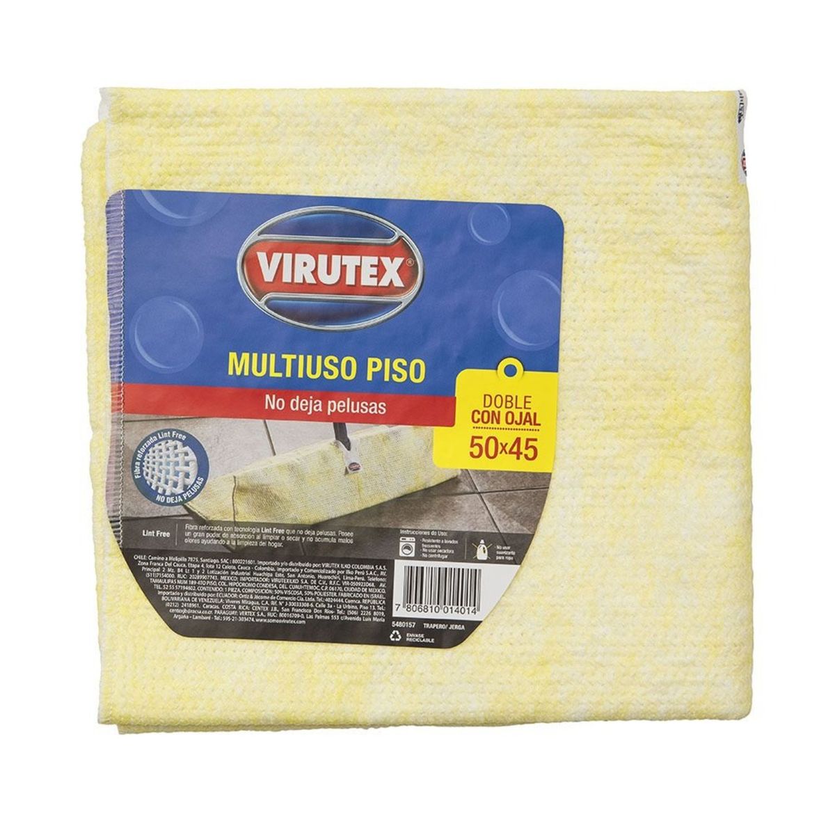 VIRUTEX - PACK X 4 TRAPERO DOBLE CON OJAL 45×50 CM  VIRUTEX
