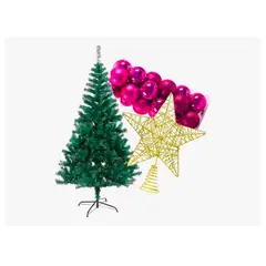 GENERICO - Árbol Navidad 150 Cm + Esferas + Estrella Dorada 450 Ramas