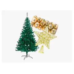 GENERICO - Árbol Navidad 150 Cm + Esferas + Estrella Dorada 450 Ramas esferas doradas