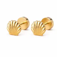 JIREH JOYAS - Aros Ostras Abridores 5mm Oro 14K A Presión Bebé Niña Hipoalergénicos