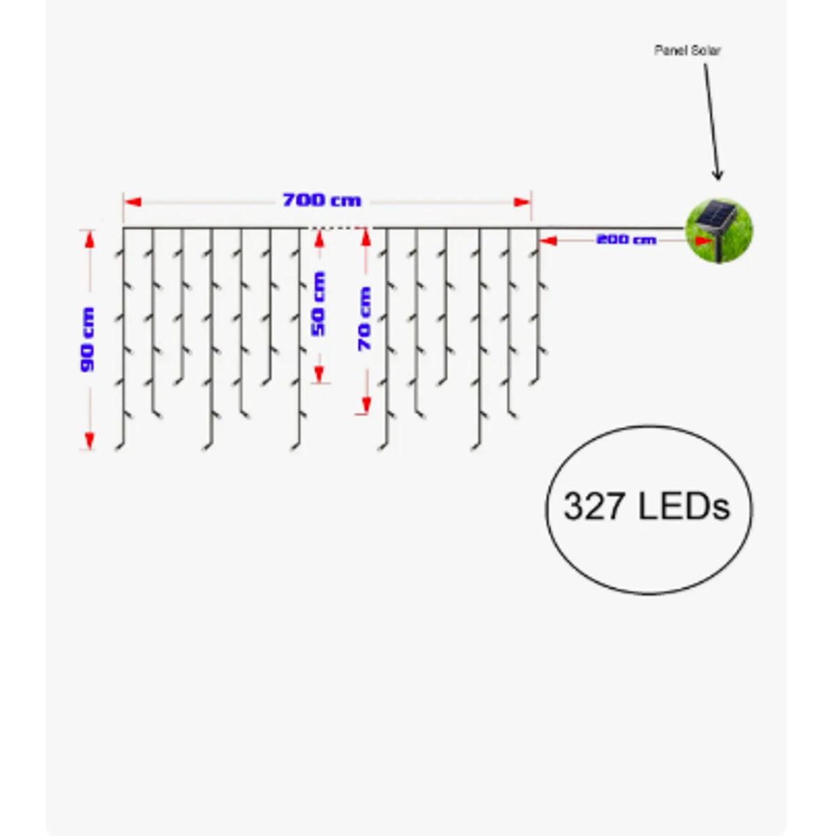 GENERICO - Luces Cascada Navideñas Solar 300 Led 7mts Luces Cálido