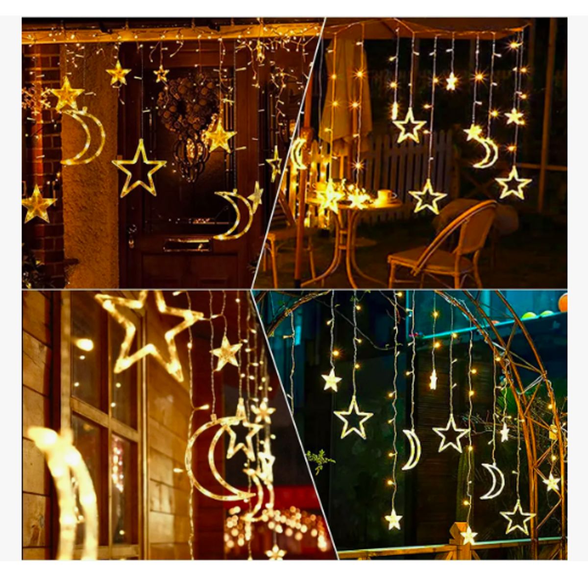 GENERICO - Guirnalda Cortina Led Luces Estrella Luna Energía Solar