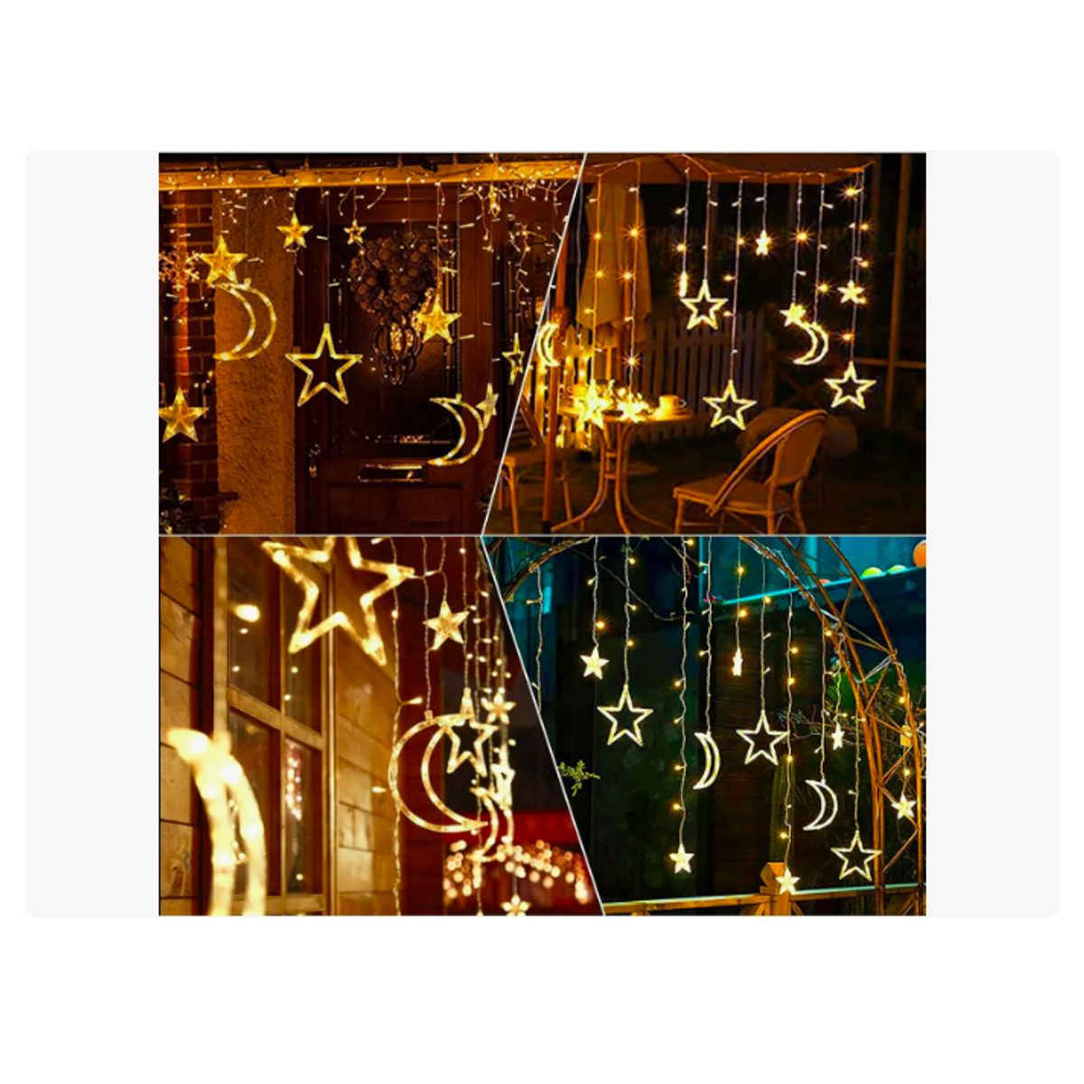 GENERICO - Guirnalda Cortina Led Luces Estrella Luna Energía Solar