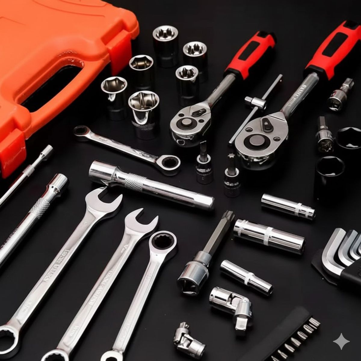 GENERICO - Maletín de Herramientas Completo 61 Piezas – Llaves Combinadas + Dados + Chicharra