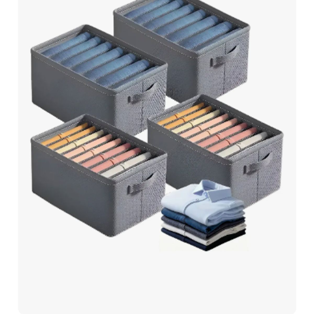 GENERICO - Cajas De Almacenamiento Para Vaqueros Suéter Grueso 4pcs Gris