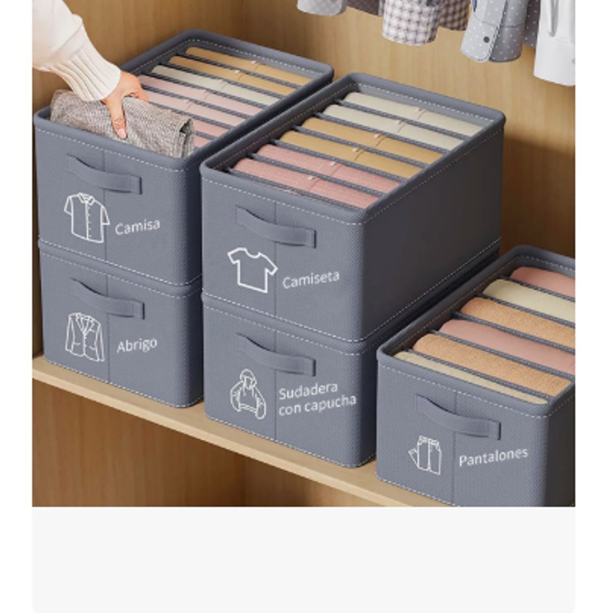 GENERICO - Cajas De Almacenamiento Para Vaqueros Suéter Grueso 4pcs Gris