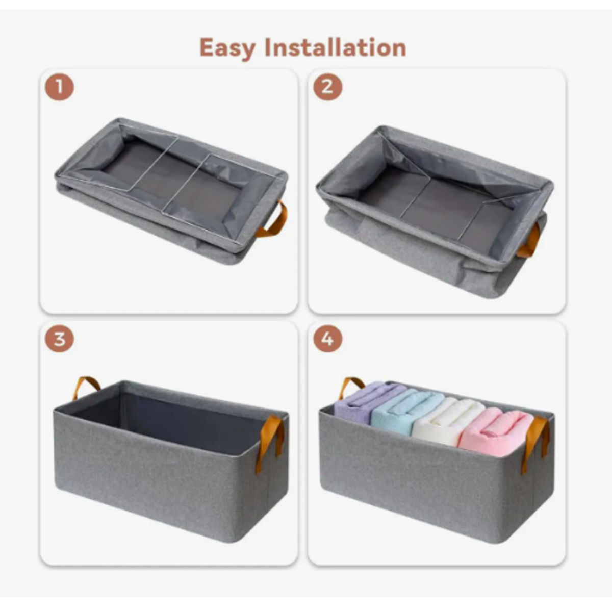 GENERICO - 4 X Bolsas Organizador Ropa Caja Plegable Asa Almacenamiento