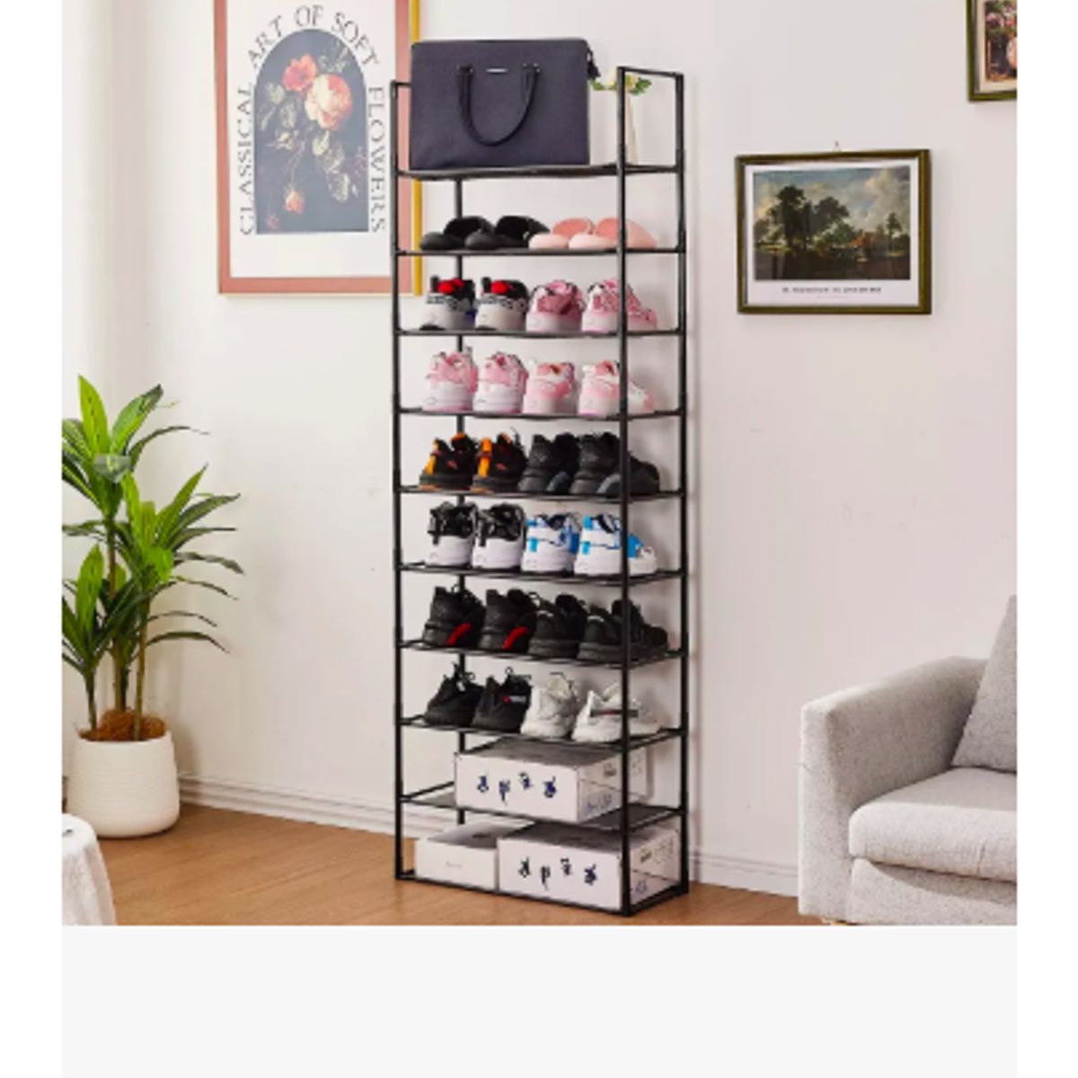 GENERICO - Zapatero Organizador De Zapatos 10 Pisos 20-30 Pares Negro