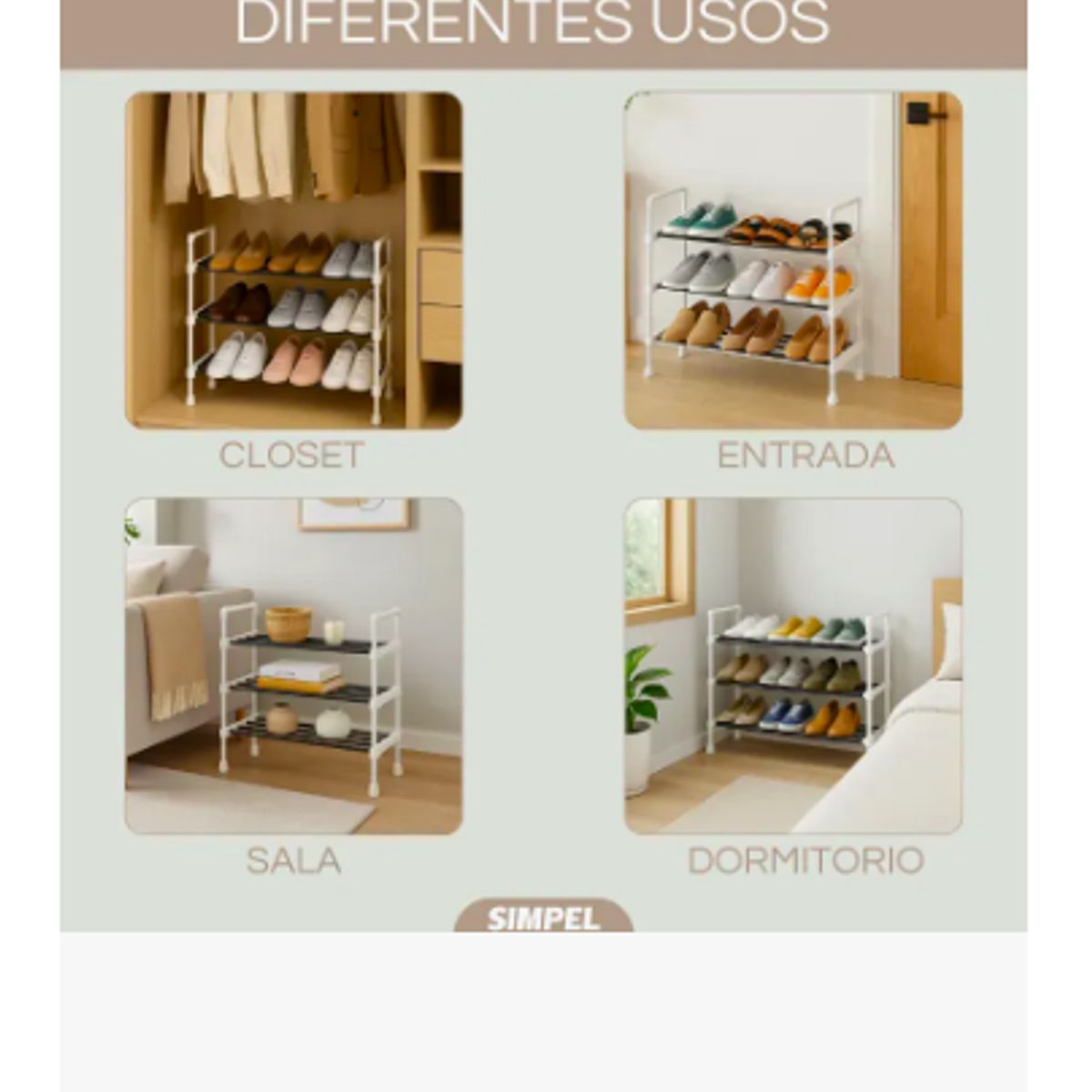 GENERICO - Rack Zapatero Extensible Simpel Organizador De Zapatos Ajustable De 6 A 12 Pares