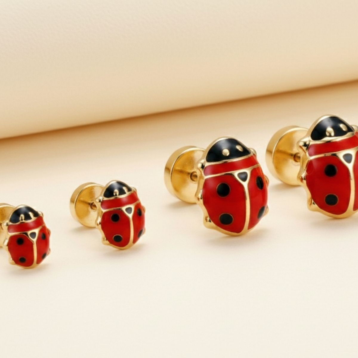 JIREH JOYAS - Aros Abridores China 7x9mm Oro 14K A Presión Bebé Niña Hipoalergénicos