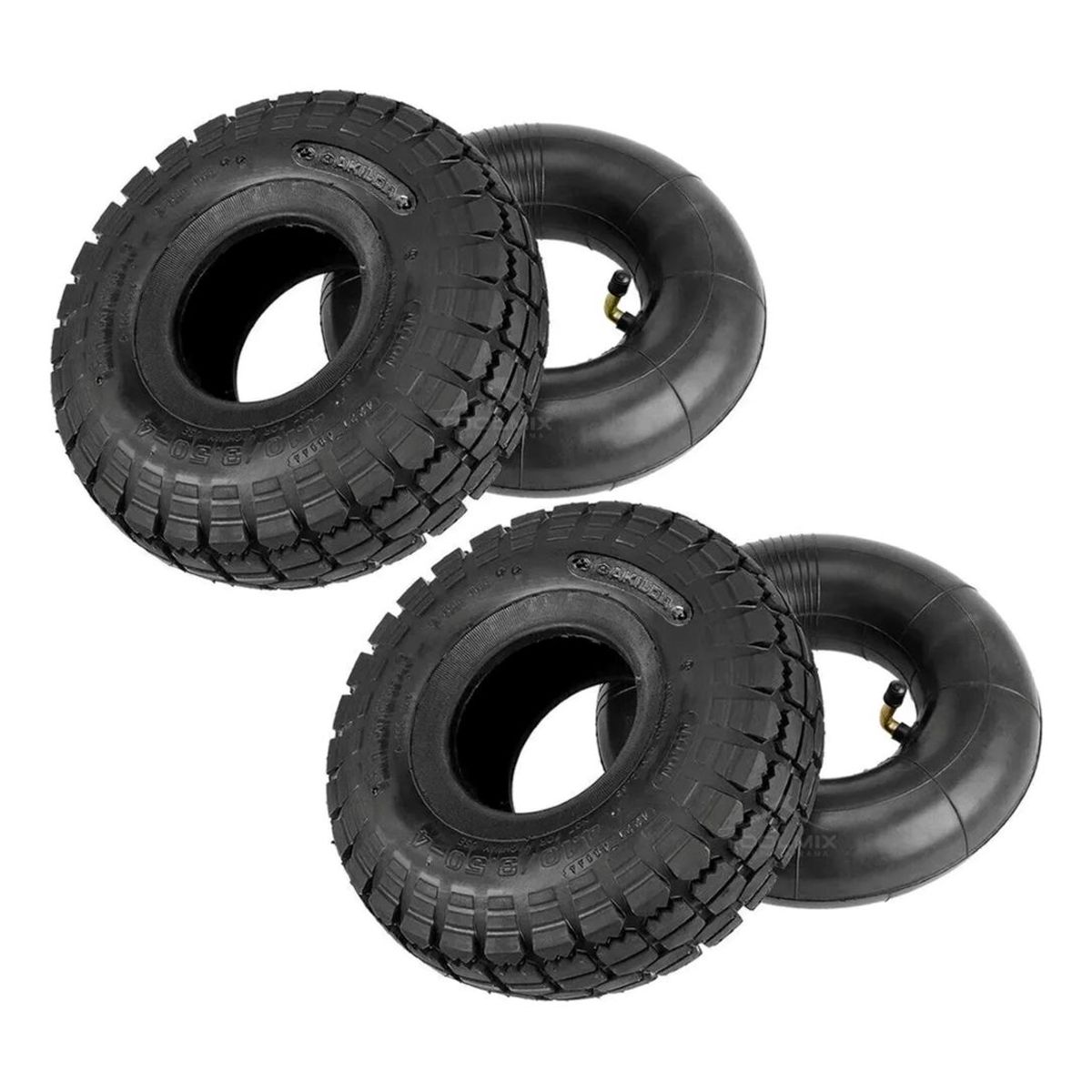 GENERICO - 2 Forros Neumático + 2 Cámaras Para Rueda Carretilla 10 PuLG