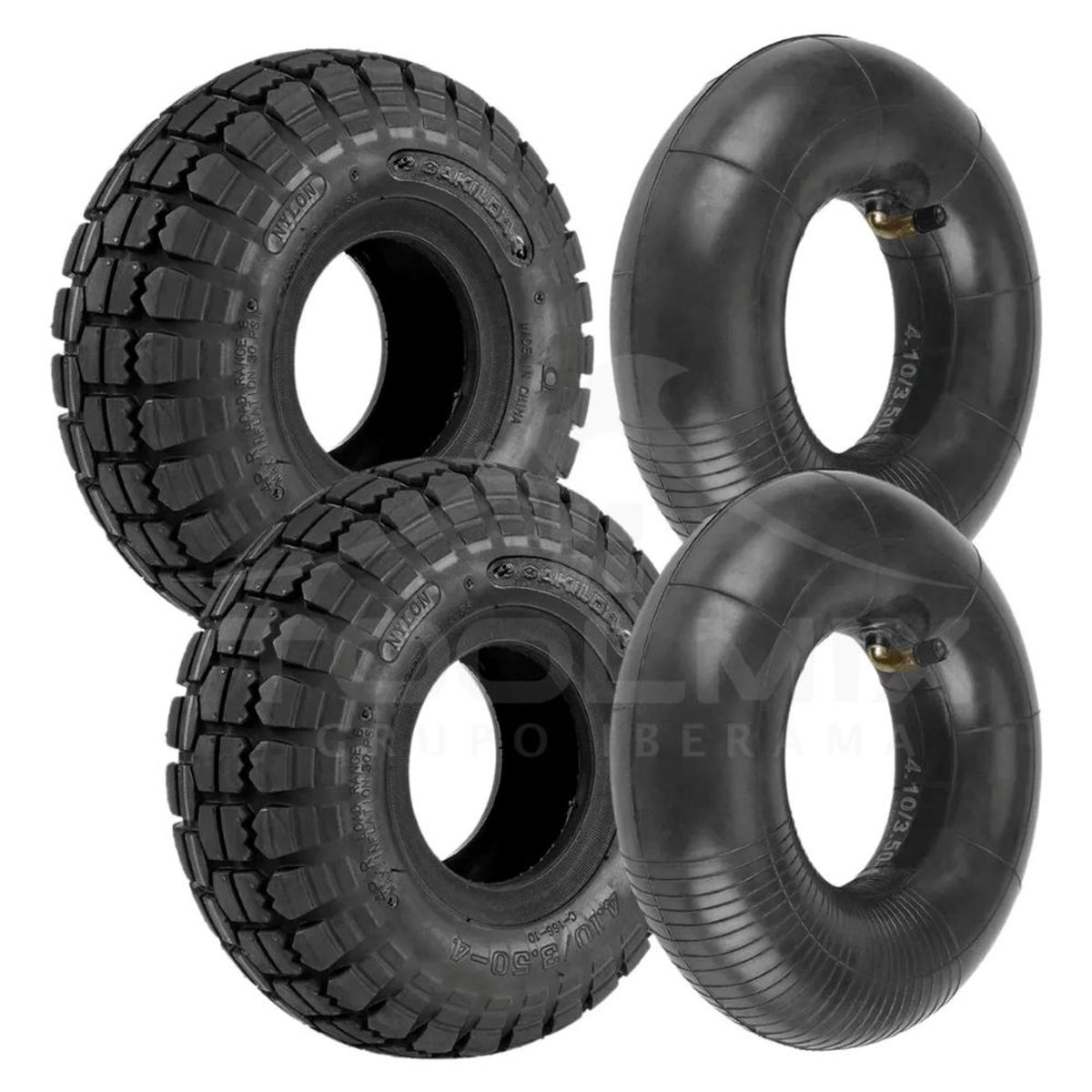 GENERICO - 2 Forros Neumático + 2 Cámaras Para Rueda Carretilla 10 PuLG
