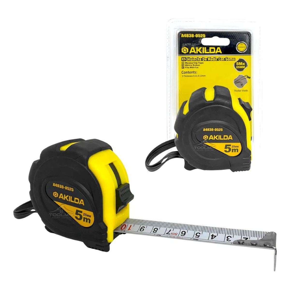 GENERICO - Huincha Cinta Para Medir De 5mts X 25mm Retractil Con Goma