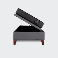 GENERICO - Cama baúl 1,5 plazas europea Athenas apertura horizontal gris