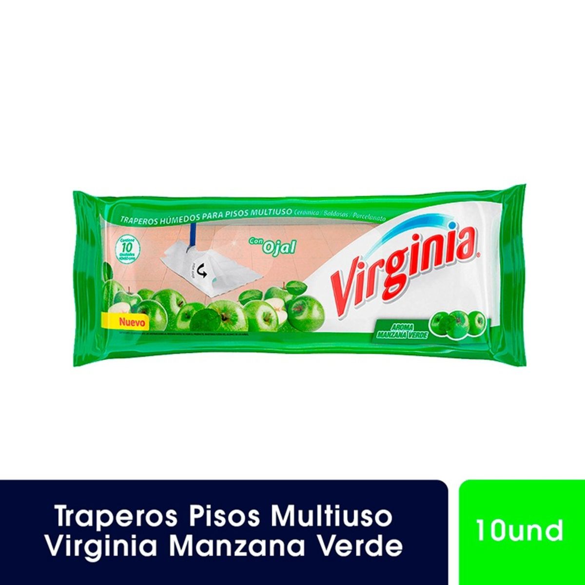VIRGINIA - PACK X 4 TRAPERO HÚMEDO 10 UND  MANZANA VERDE  VIRGINIA