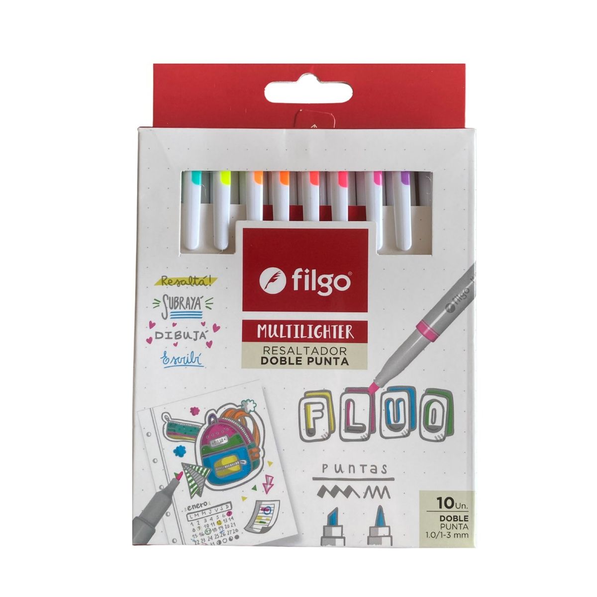 FILGO - Destacadores Multilighter Doble punta Fluor Filgo - 10 unidades
