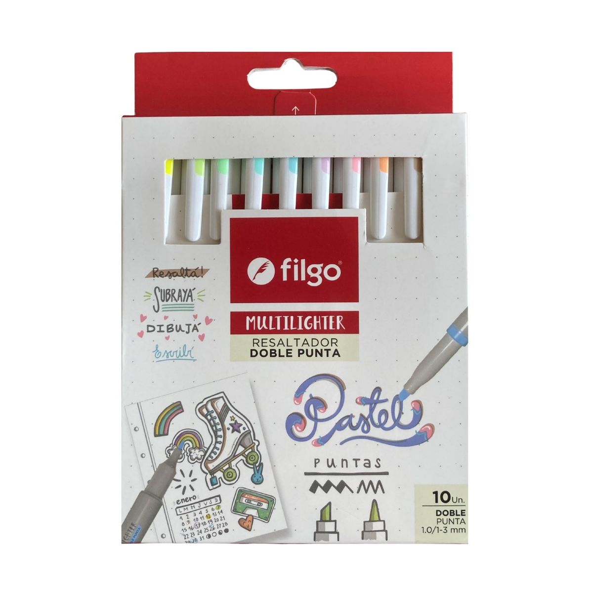 FILGO - Destacadores Multilighter Doble punta Pastel Filgo - 10 unidades