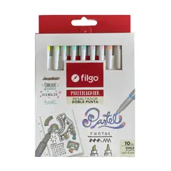FILGO - Destacadores Multilighter Doble punta Pastel - 10 unidades