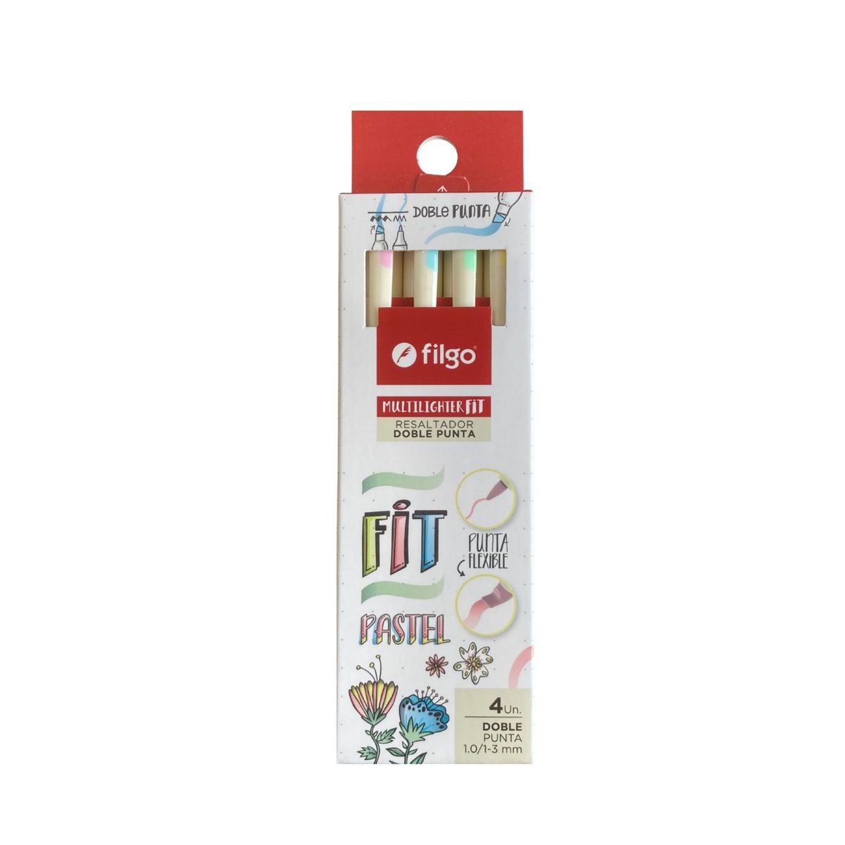 FILGO - Destacadores Multilighter Doble punta Pastel Filgo - 4 unidades