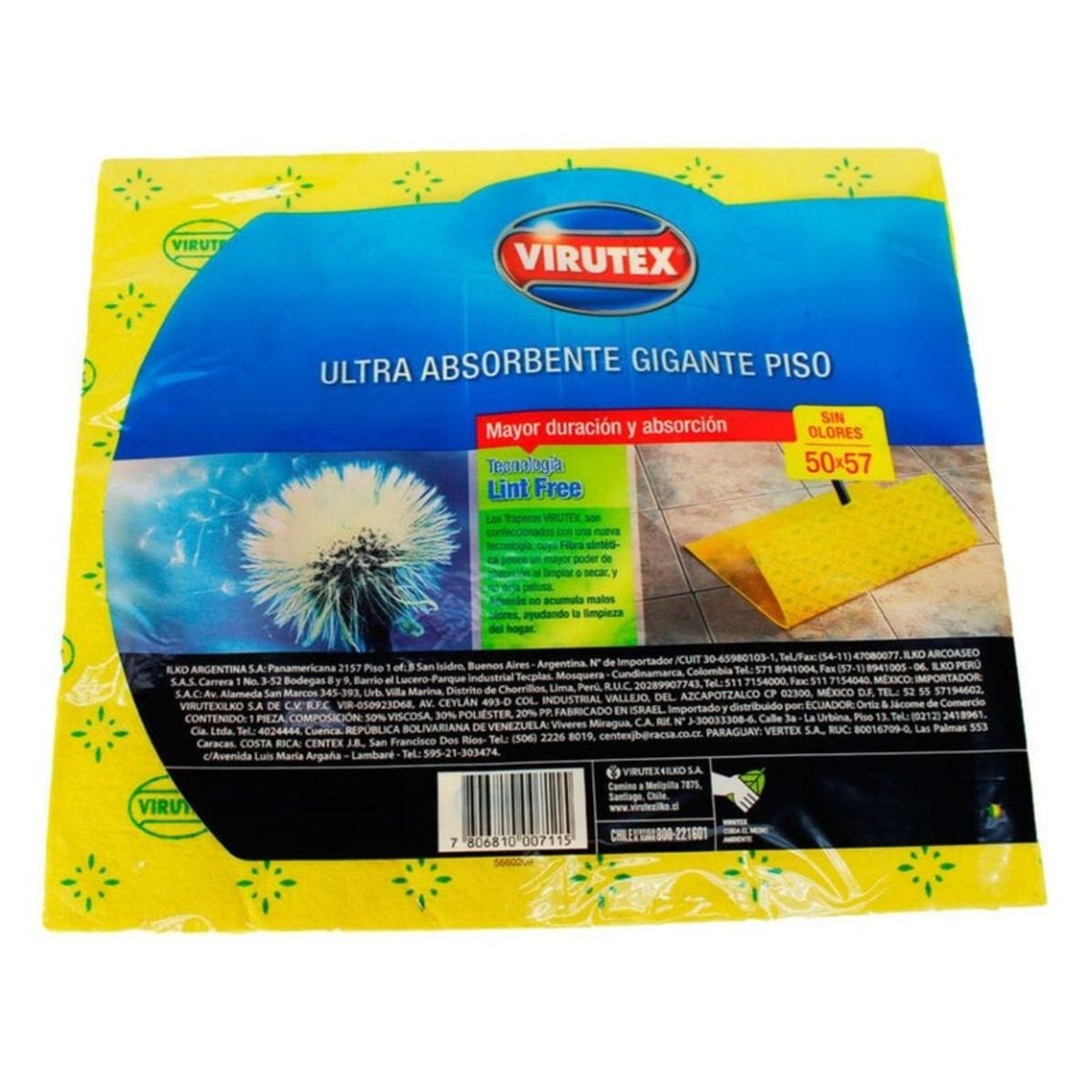 VIRUTEX - PACK X 4 TRAPERO ULTRA ABSORBENTE SIMPLE  VIRUTEX
