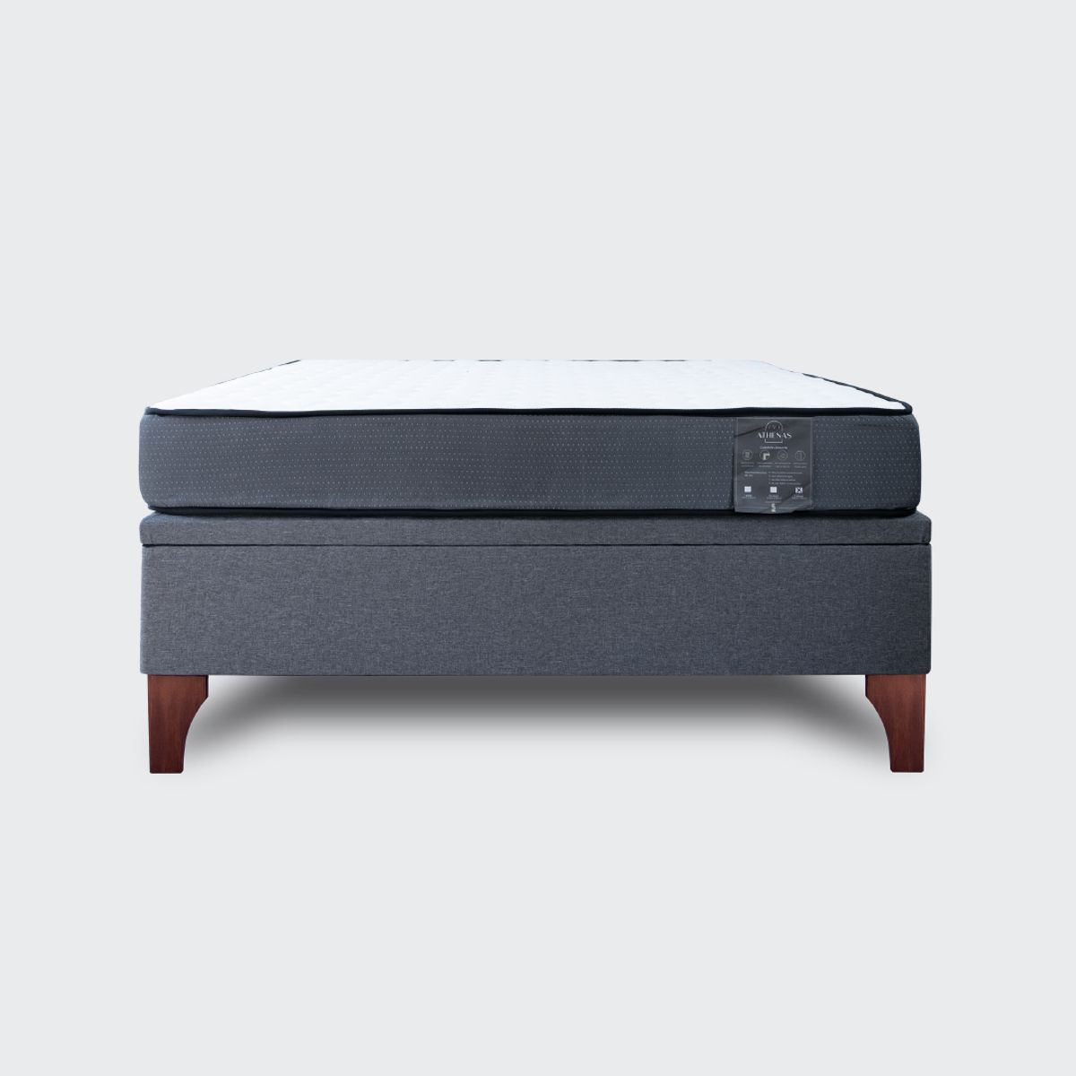 GENERICO - Cama baúl 2 plaza europea Athenas apertura horizontal gris