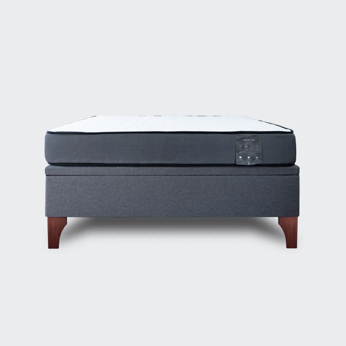 GENERICO - Cama baúl 2 plaza europea Athenas apertura horizontal gris