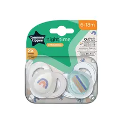 TOMMEE TIPPEE - CHUPETE DE SILICONA NIGHT TIME 6-18M BRILLA EN LA OSCURIDAD BLANCO VERDE