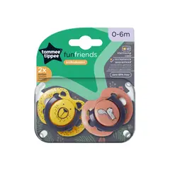 TOMMEE TIPPEE - CHUPETE DE SILICONA FUNFRIENDS 2 UNIDADES 0-6 MESES AMARILLO-ROSA