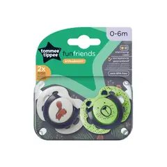TOMMEE TIPPEE - CHUPETE DE SILICONA FUN FRIENDS ORTHODONTIC 0-6M GRIS VERDE