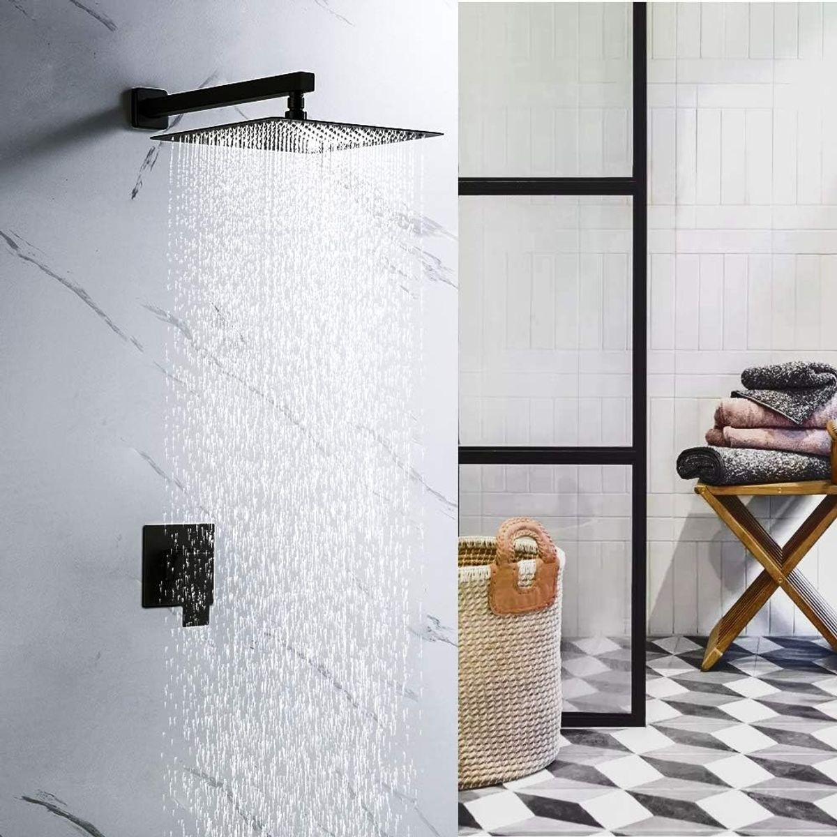 BLUEDREAMER - Plato Ducha Cuadrado 10 Inoxidable 304 negro