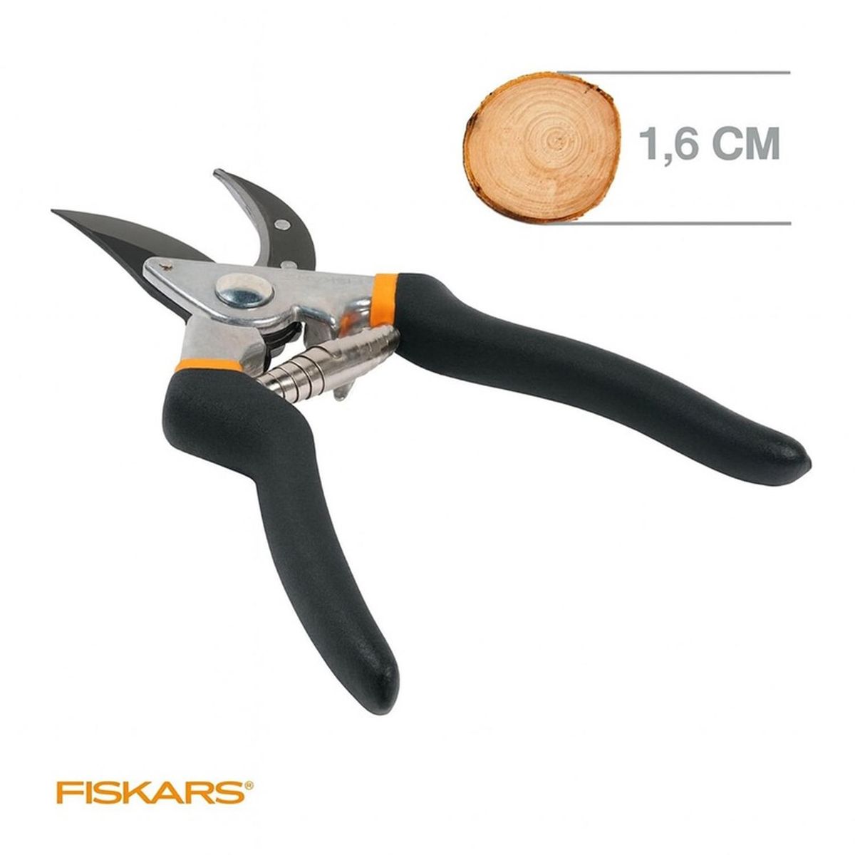 FISKARS - Tijera de Podar Bypass Corte 1,6 cm Fiskars para Jardinería