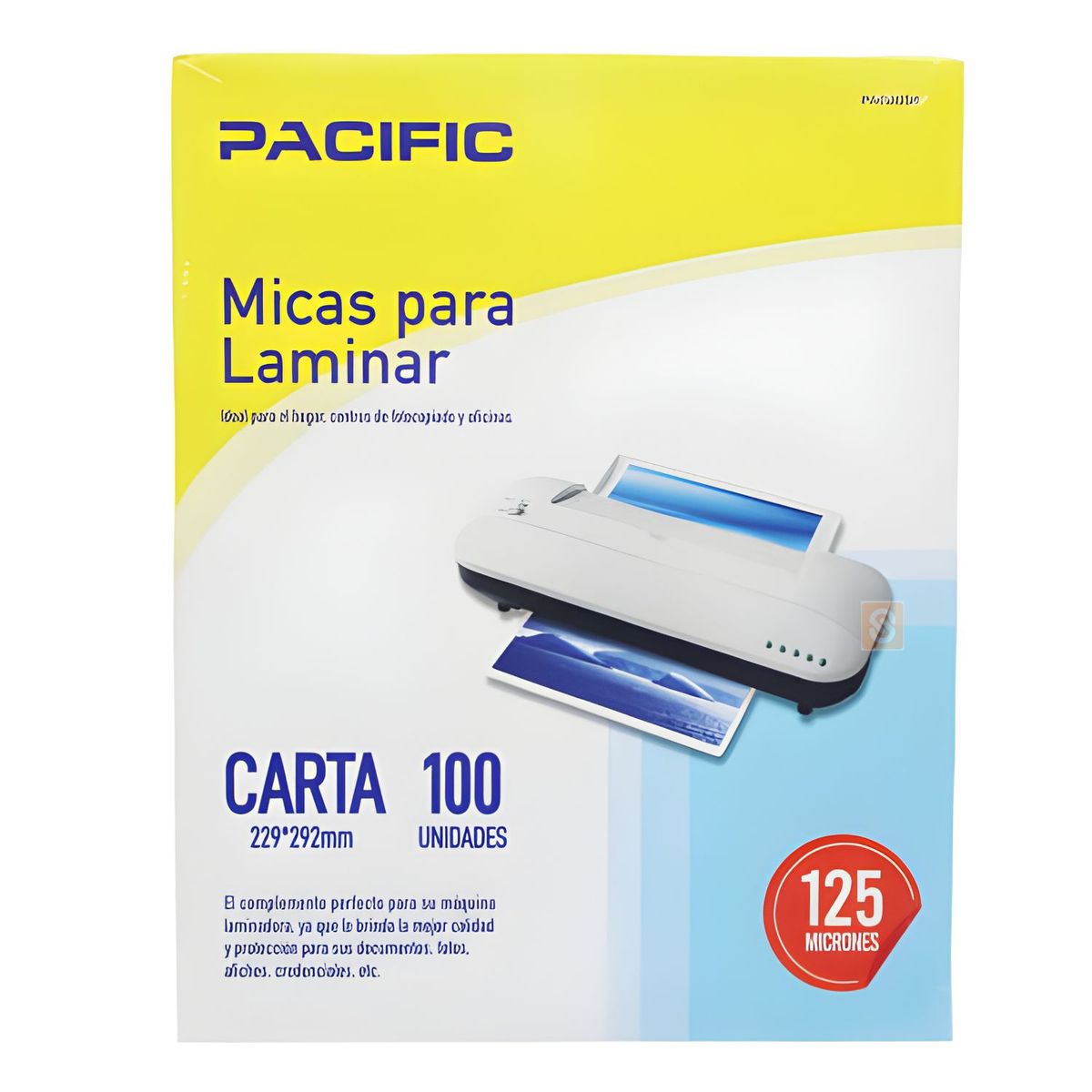 PACIFIC - Pack 100 Micas Termolaminadora Carta 125 Mic - SC