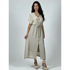 ENIGMATICA BOUTIQUE - Vestido Abotonado Ajustado en la Cintura