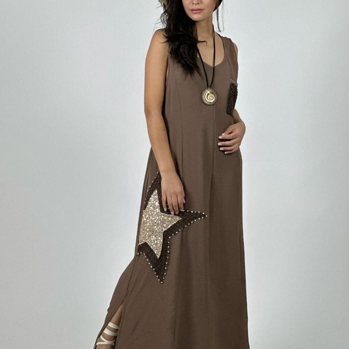 ENIGMATICA BOUTIQUE - Vestido Crepé  Estrella Brillante