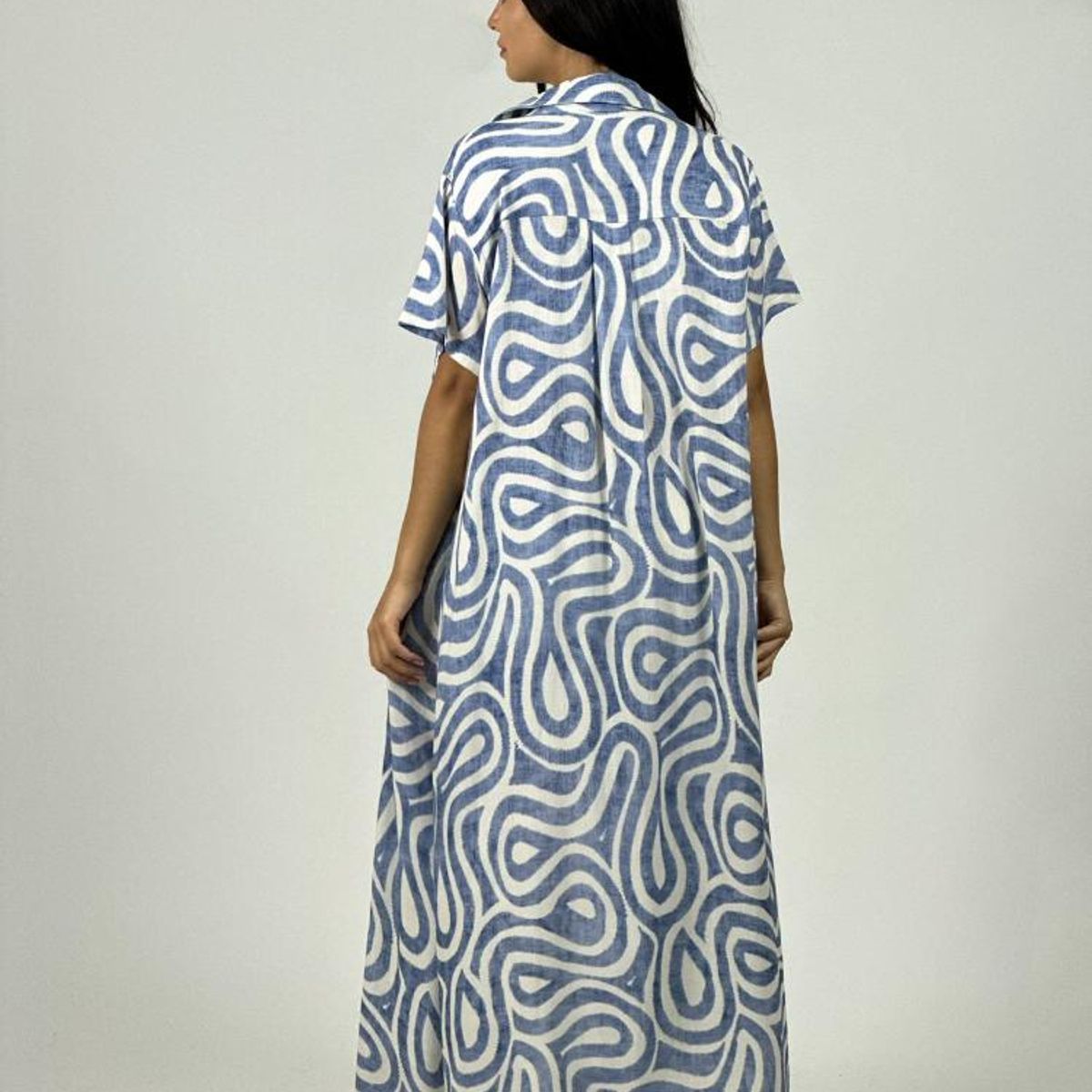 ENIGMATICA BOUTIQUE - Vestido Viscosa Abotonado Estampado Ondas