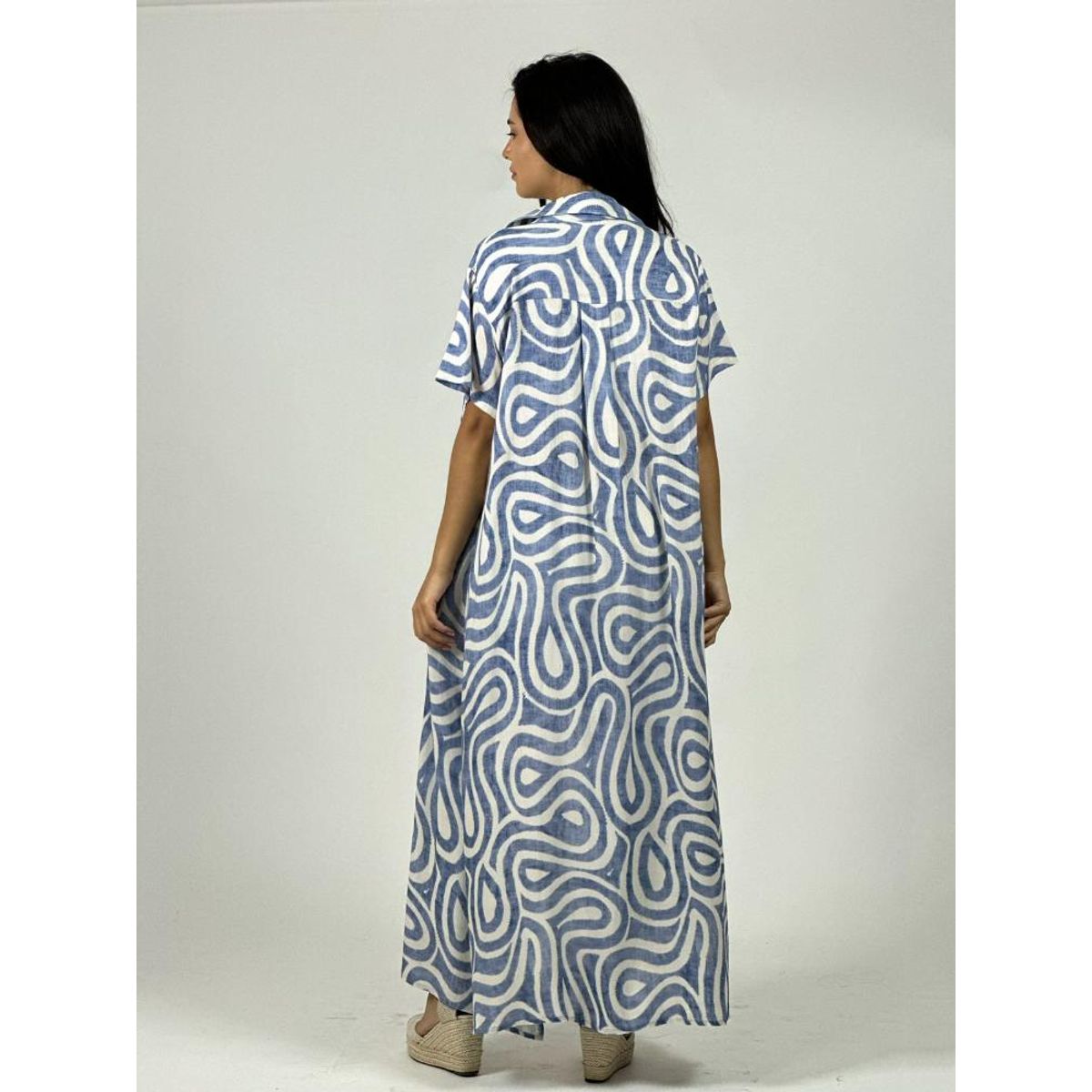 ENIGMATICA BOUTIQUE - Vestido Viscosa Abotonado Estampado Ondas