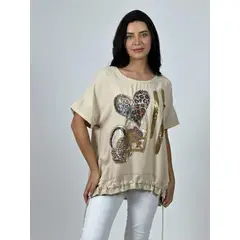 ENIGMATICA BOUTIQUE - Polera Crepé 3 Corazones Print