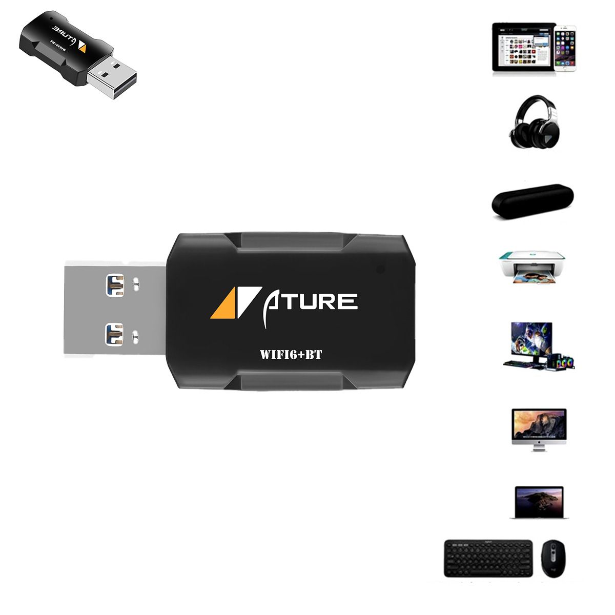 GENERICO - Adaptador USB Antena WiFi 6 900Mbps y Bluetooth 5.3 Para PC