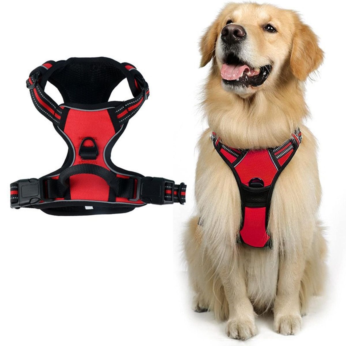 OLEVO - Arnés de Pecho Tipo H para Perro Rojo Talla M