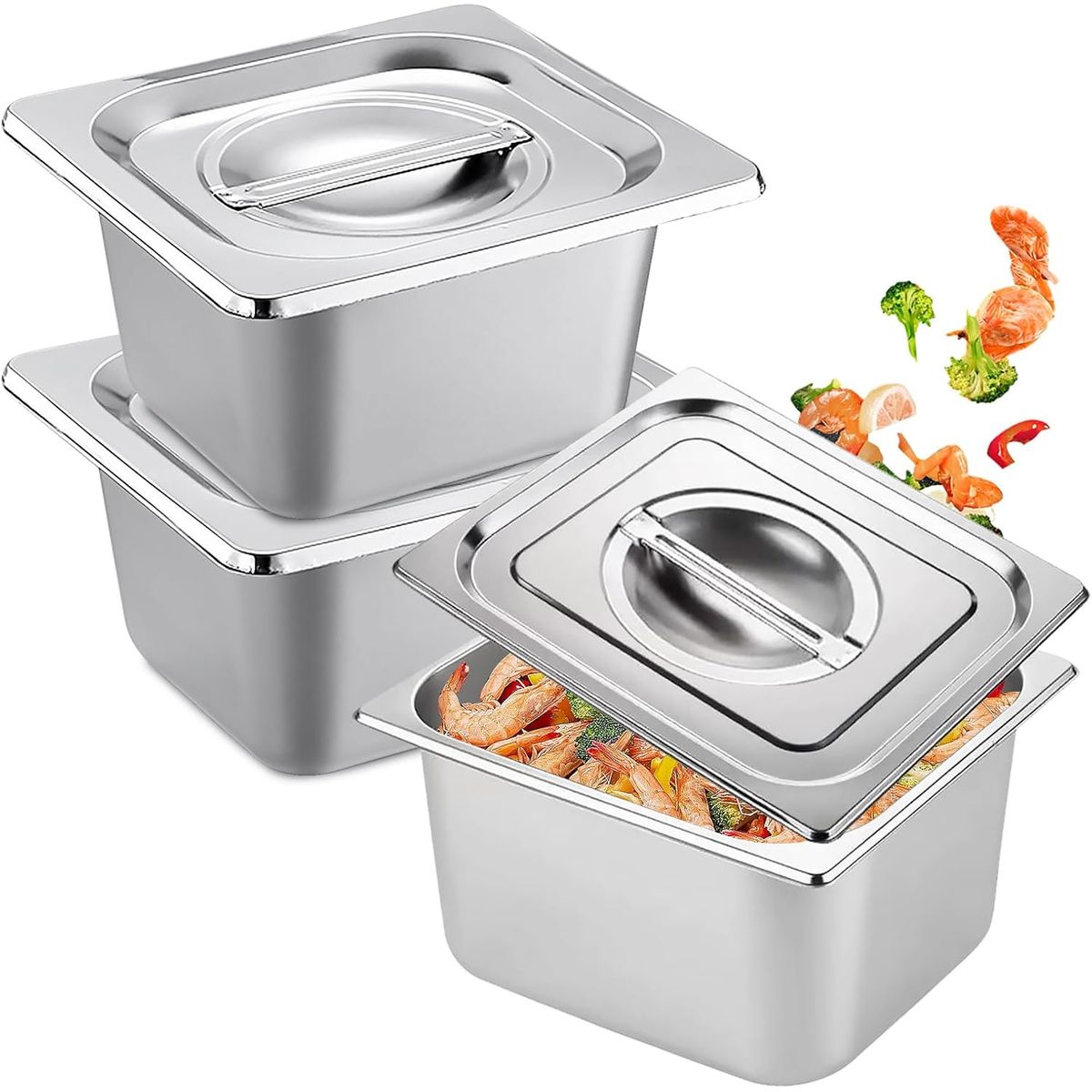 KUANGYE - Pack 12 Bandeja Deposito Gastronomico Con Tapa 17x16 x10cm