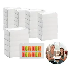 KUANGYE - Pack 25 Cajas Para Alfajores 19x14x3cm Con Visor/ventana Blanco