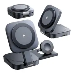 GENERICO - Cargador Inalámbrico 3 en 1 Base Magnética Ajustable