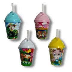 GENERICO - Vaso Infantil Con Bombilla Reutilizable Plástico Decorado